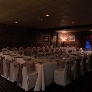 A wedding rehearsal in the banquet room