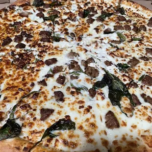 Alfredo sauce w/ spinach feta &amp; Italian sausage