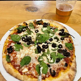 Sidecar. Mozzarella, spinach &amp; feta + black olives.