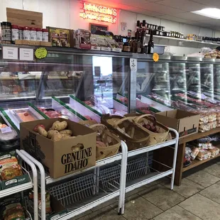 a display of meats and wine