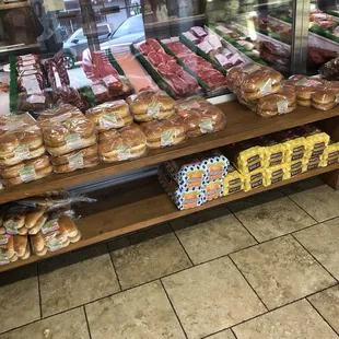 a display of meats and wine