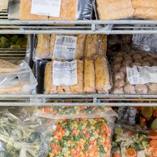 a variety of frozen food