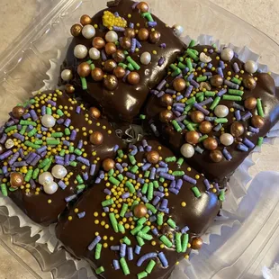 Chocolate Mardi Gras petitfours