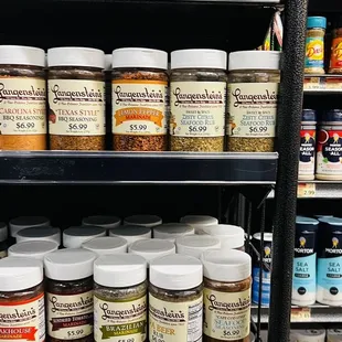 shelves of spices and condiments
