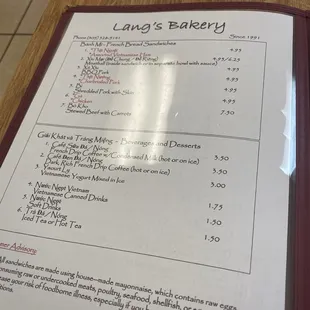 menu