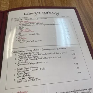 menu