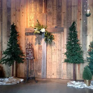 Rustic elegance at the wedding ceremony in the Farmhouse Barn at Langtree Plantation