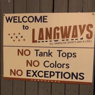 Welcome sign at Langways