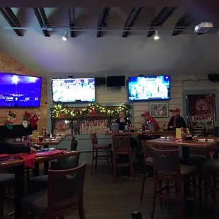 You can book private areas in the bar area for parties.