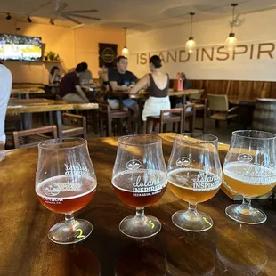 Flight: Route 70, Brew HEFEner, Aloha Blonde, Moku IPA