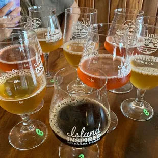glasses of beer on a table