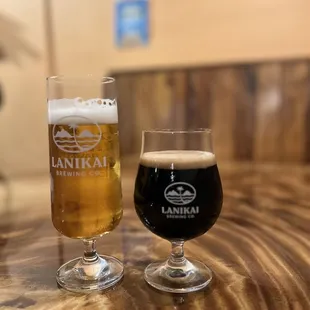two glasses of beer
