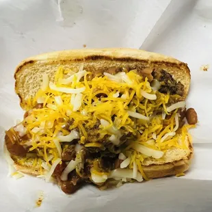 Chili cheese dog