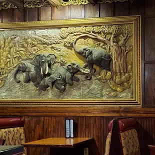 a mural of elephants