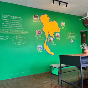 A Thailand map and educational wall.