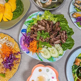 a variety of dishes