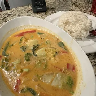Korma Green Curry W/ Side Of Thai Jasmine Rice