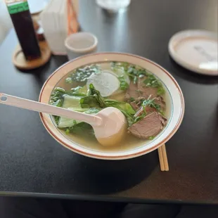 The beef noodle soup with shaved noodles. While my review is on the negative side, I will say that the meat was extremely tender.