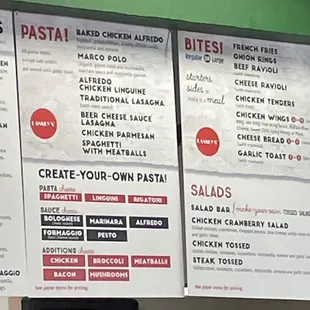 Pasta menu