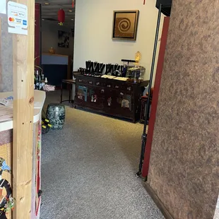 the entrance to the restaurant