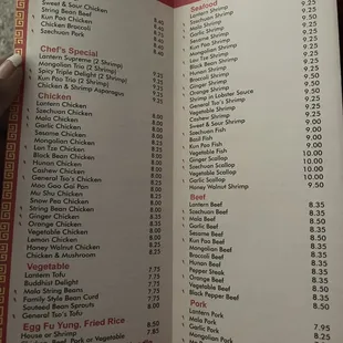 menu
