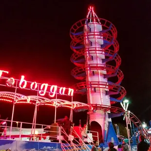 This ride was so cool. It was a toboggan and went uo straight through the middle and wound around. So cool