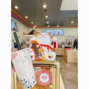 Classic milk tea with boba and lychee jelly