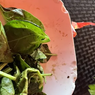 a plate of spinach leaves