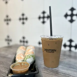 Spring Rolls (2 pcs) and Vietnamese Iced Coffee