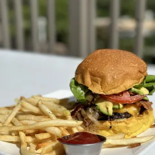 House Burger with fries