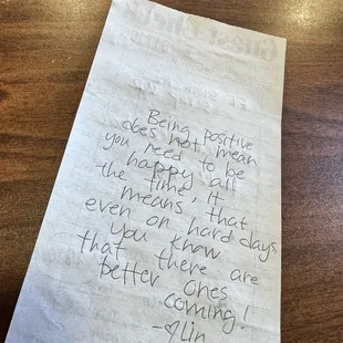 a piece of paper with writing on it