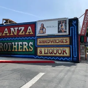 a sign for lanza brothers and liquor