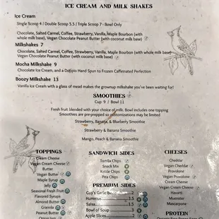 Back of Menu