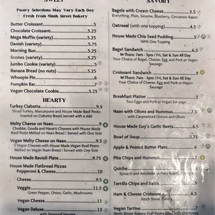 Front of Menu