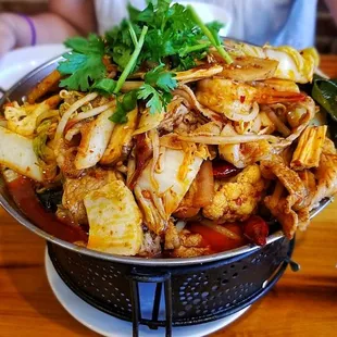 a bowl of food on a table