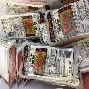 a variety of packaged meats