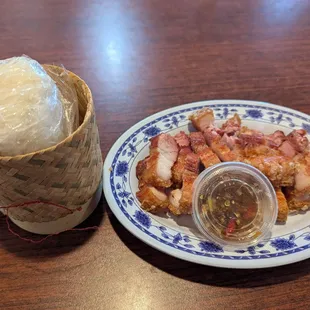 Pork belly and sticky rice