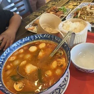 Tom yum and sticky rice