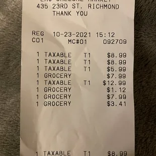 My purchase receipt