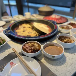 various dishes of food on a table