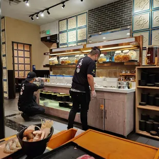 interior, sushi and sashimi