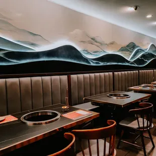 interior, sushi and sashimi