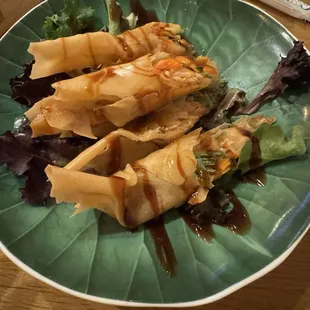 Firecracker fried shrimp rolls