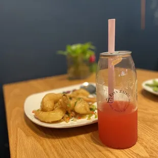 Strawberry lemonade and Salt and Salt &amp; Pepper Crispy Prawns