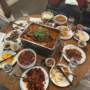 a table full of food