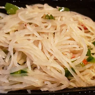 Sliced potato w/jalapeno ($14), vegan by default. Good, not amazing.