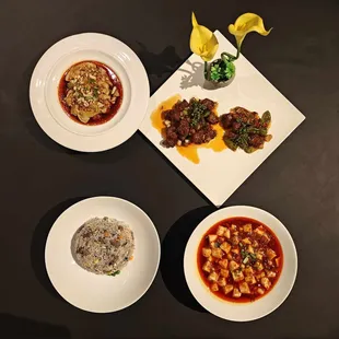 Never Forget Chicken, Shishito Pepper Kobe Beef, Chengdu Mapo Tofu