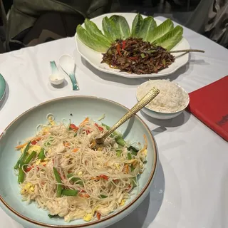 Stir-Fried Shredded Duck Lettuce Wraps