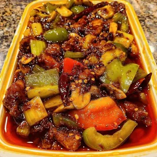 Extra spicy Kung Pao. Look at that chili oil!!!