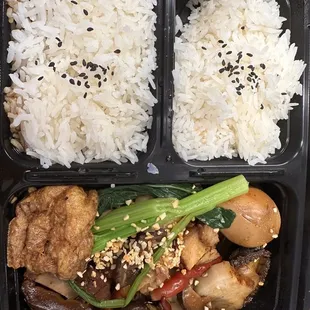 Spicy Pork rice. A lot of good stuff in there